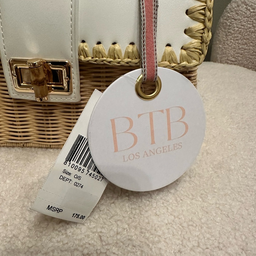 Elegant White and Tan Woven Mini Bag - Picture 3 of 8